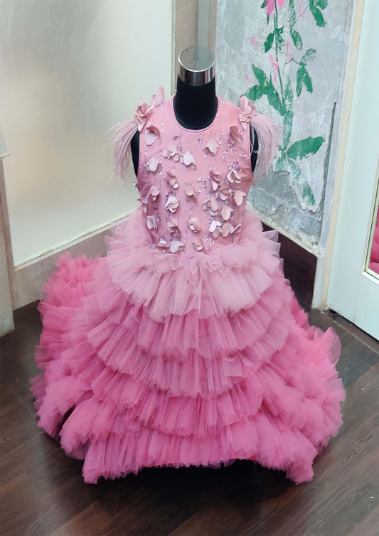 Onion Pink Gown With Train