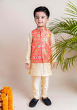 Orange Ikkat Nehru Set