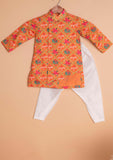 Orange Patola Kurta With Churidar Set