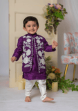 Purple And White Nehru With Kurta Set