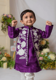 Purple And White Nehru With Kurta Set