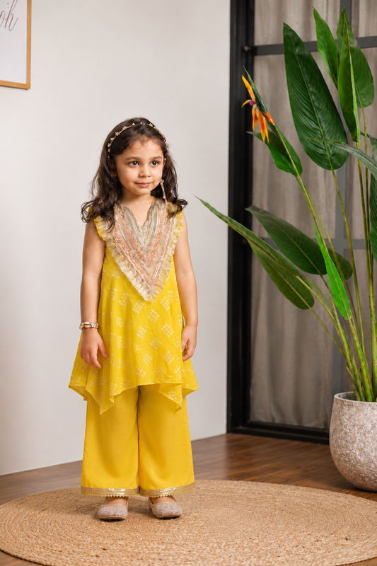 Yellow Bandhej Palazzo Set