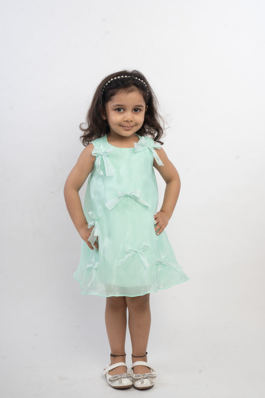 Sea Green Organza Bow Dress