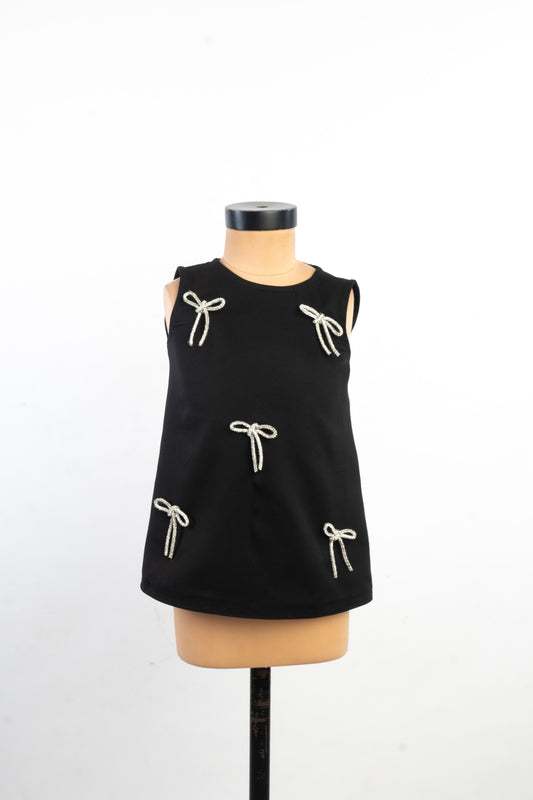 Black Dress With Stone Bows