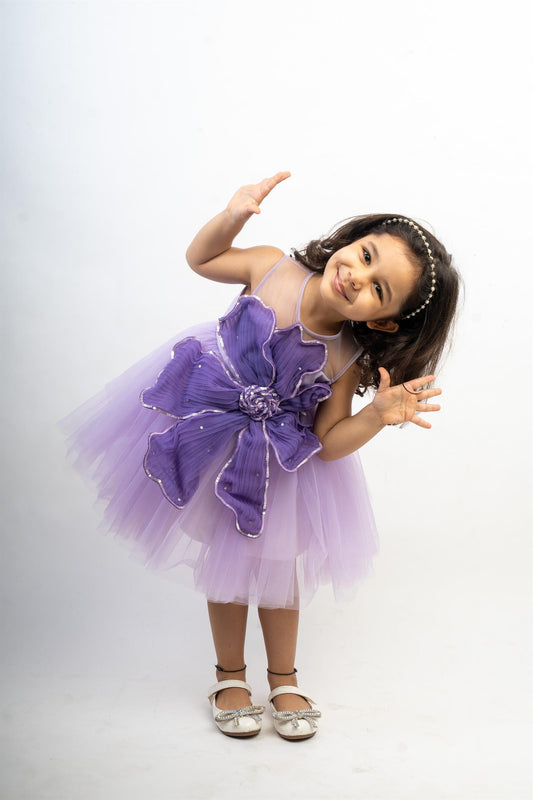 Lilac Drape Flower Frock