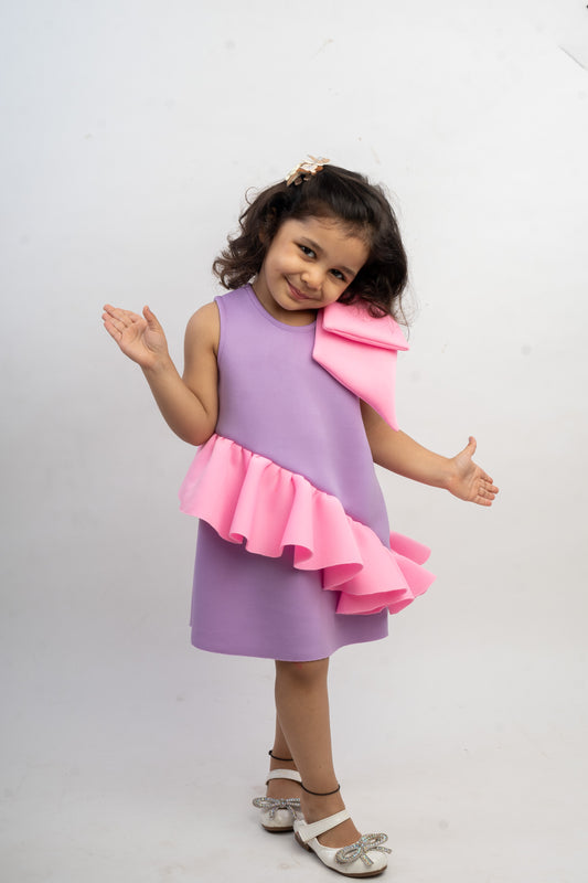 Purple Pink Side Frill Dress