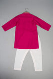 Pink Yellow Knot Embroidery Kurta
