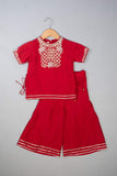 Red Knot Embroidery Palazzo set
