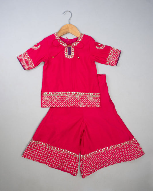 Pink Sequence Palazzo Set