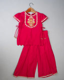 Pink Mustard Embroidery Palazzo Set