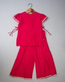 Pink Mustard Embroidery Palazzo Set