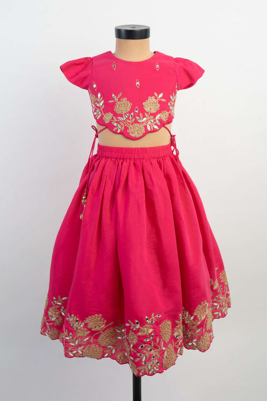 Pink Dori Embroidered Ghaghra