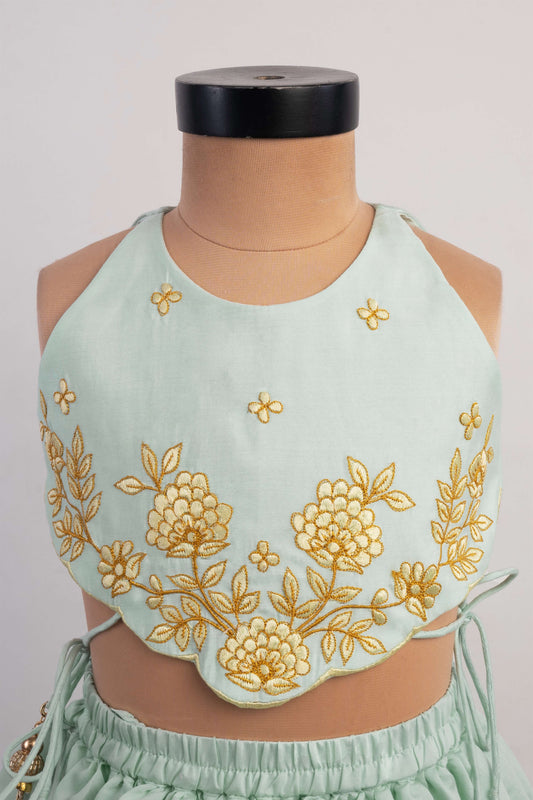 Blue Thread Embroidery Ghaghra