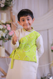 Green Bandhej Side Cut Kurta