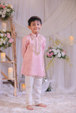 Shimmery Pink Mirror Embroidered Silk Kurta With Churidar
