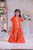 Orange Tissue Sharara Set