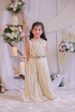 Shimmery Beige Embroidered Top With Palazzo