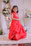 Red Bandhej Embroidery Ghagra Set