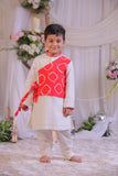 Red Bandhej Side Cut Kurta