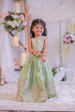 Green Shimmer Silk Embroidered Ghaghra with Dupatta