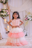 Peach Pearl Frill Ghaghra Set