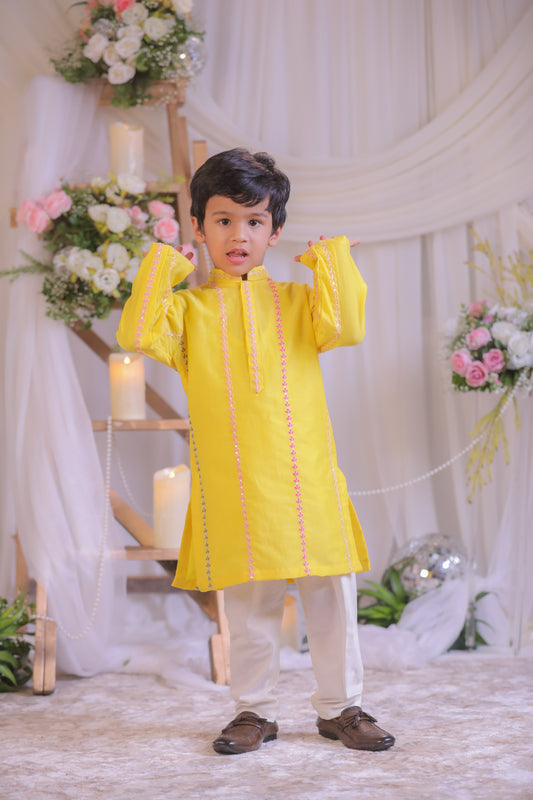Yellow Chanderi Kurta