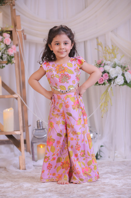 Lilac Printed Mirror Work Set