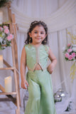 Green Tissue Waistcoat Palazzo Set