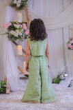 Green Tissue Waistcoat Palazzo Set
