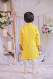 Yellow Lotus Embroidered Kurta With Churidar