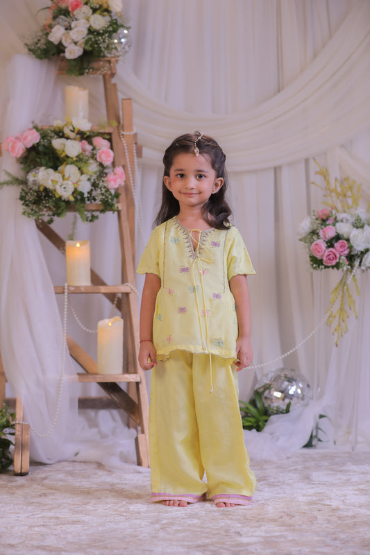 Yellow Damru Embroidery Palazzo Set