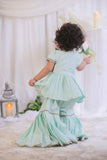 Sea Blue Embroidered Peplum Top And Sharara