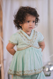 Sea Blue Embroidered Peplum Top And Sharara