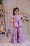 Purple Tissue Sharara Set