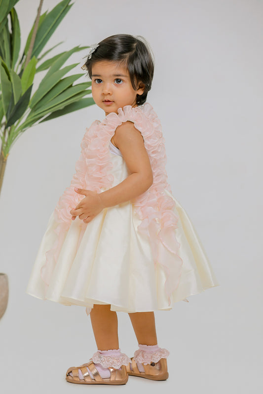 White Peach Ruched Dress