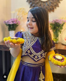 Purple Gota Embroidered Blouse With Ghaghra Set