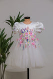 WHITE DELICATE EMBOIDERED DRESS