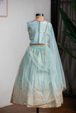 BLUE SHIMMER EMB GHAGRA