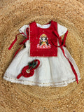 Red and White Dhanlakshmi Frock