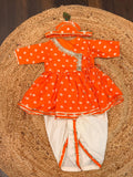 Orange Bandhej Dhoti Set