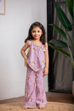 Lilac Chanderi Thread Embroidery Palazzo set