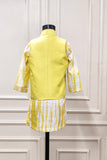 Yellow Shibori Nehru Jacket set with Bead Embroidery