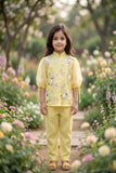 Yellow 3d flower Embroidered Top and Pant