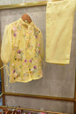 Yellow 3d flower Embroidered Top and Pant