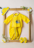 Yellow Kanha Embroidered Jaamna Set
