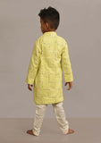 Yellow All Over Mirror Embroidered Kurta Set