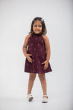 Wine Scuba Dress with Tassels