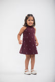 Wine Scuba Dress with Tassels