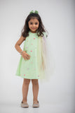 GREEN HEART DRESS WITH A CUTE BOW ON THE SHOULDER