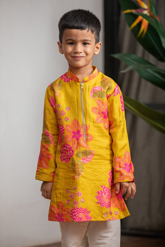 Mustard Printed Kurta